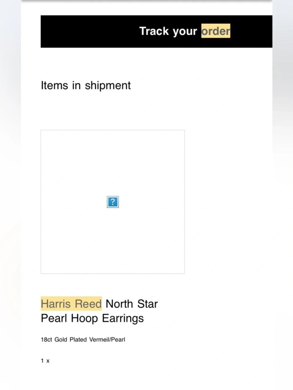 Genuine Missoma x Harris Reed 18K Gold Plated North Star Pearl Hoop Earrings - Picture 9 of 9